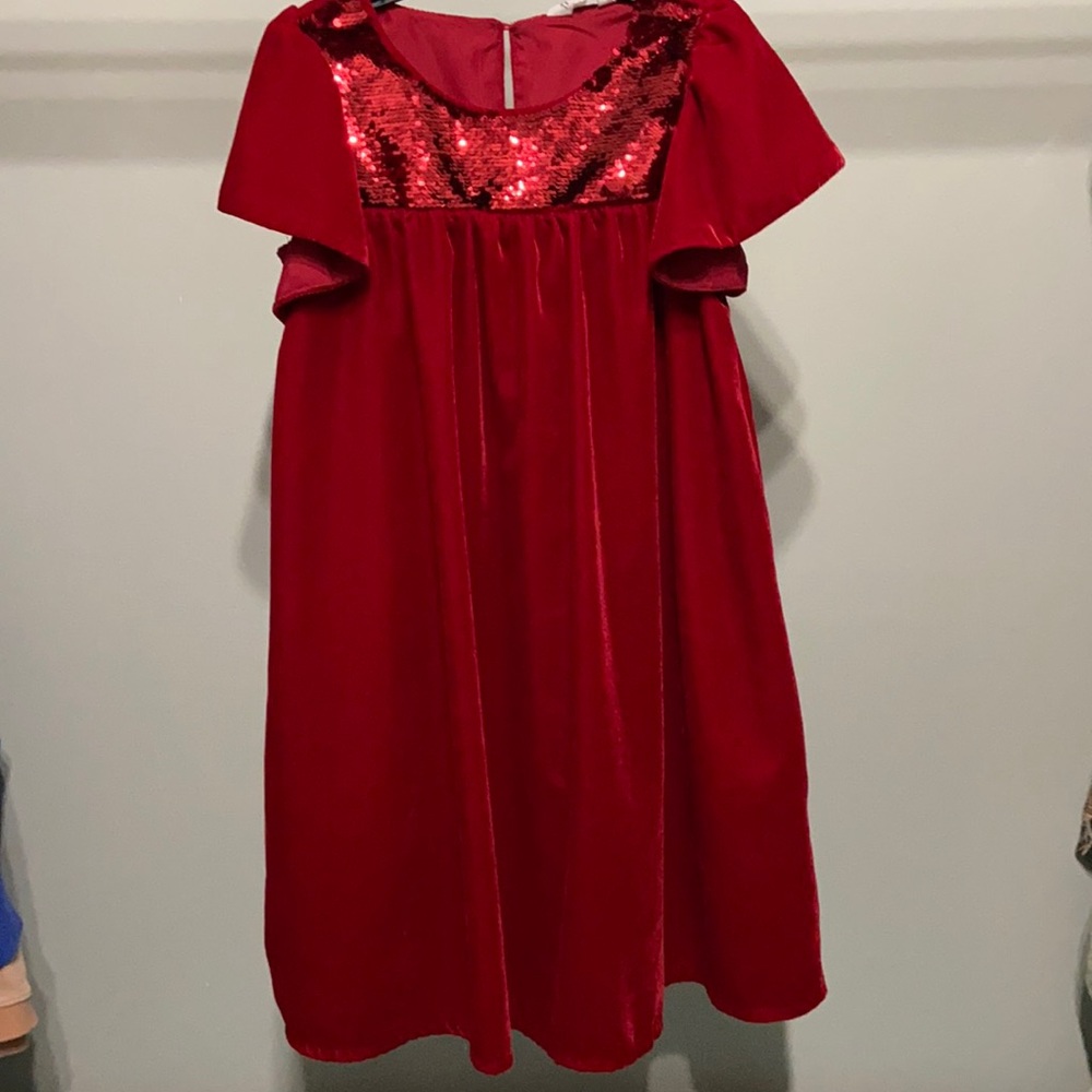 Girls Red velour dress